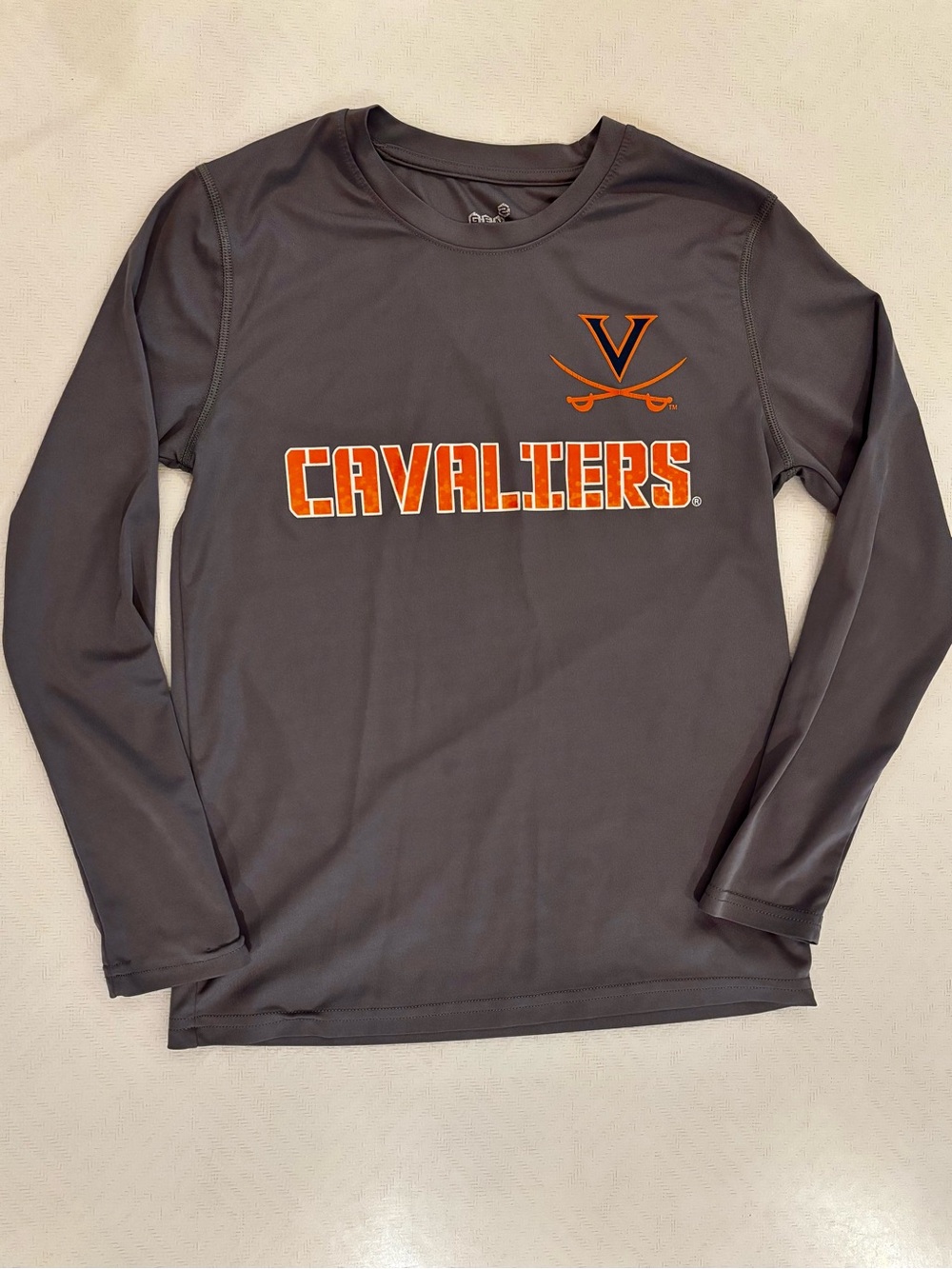 Kids University of Virginia Long-Sleeve Performance Tee - Gray/Orange